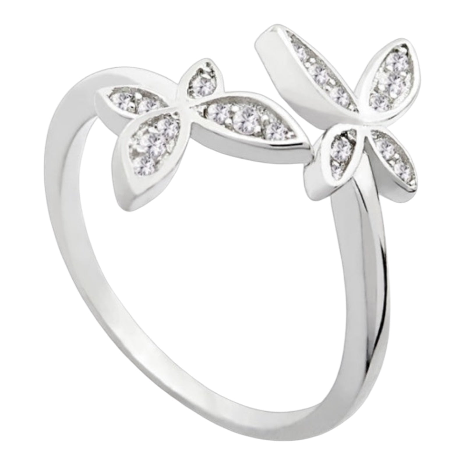 Silver Adjustable Butterfly Ring